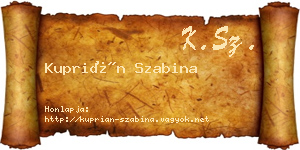 Kuprián Szabina névjegykártya